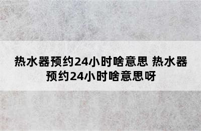 热水器预约24小时啥意思 热水器预约24小时啥意思呀